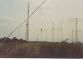 Transmitting aerials seen from M5 at Portishead